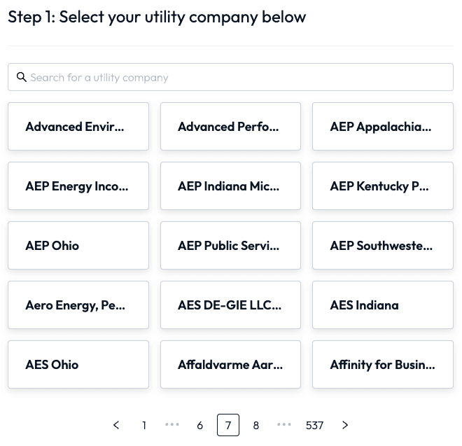 Nectar — connect utility account / upload bill step in automated utility data collection