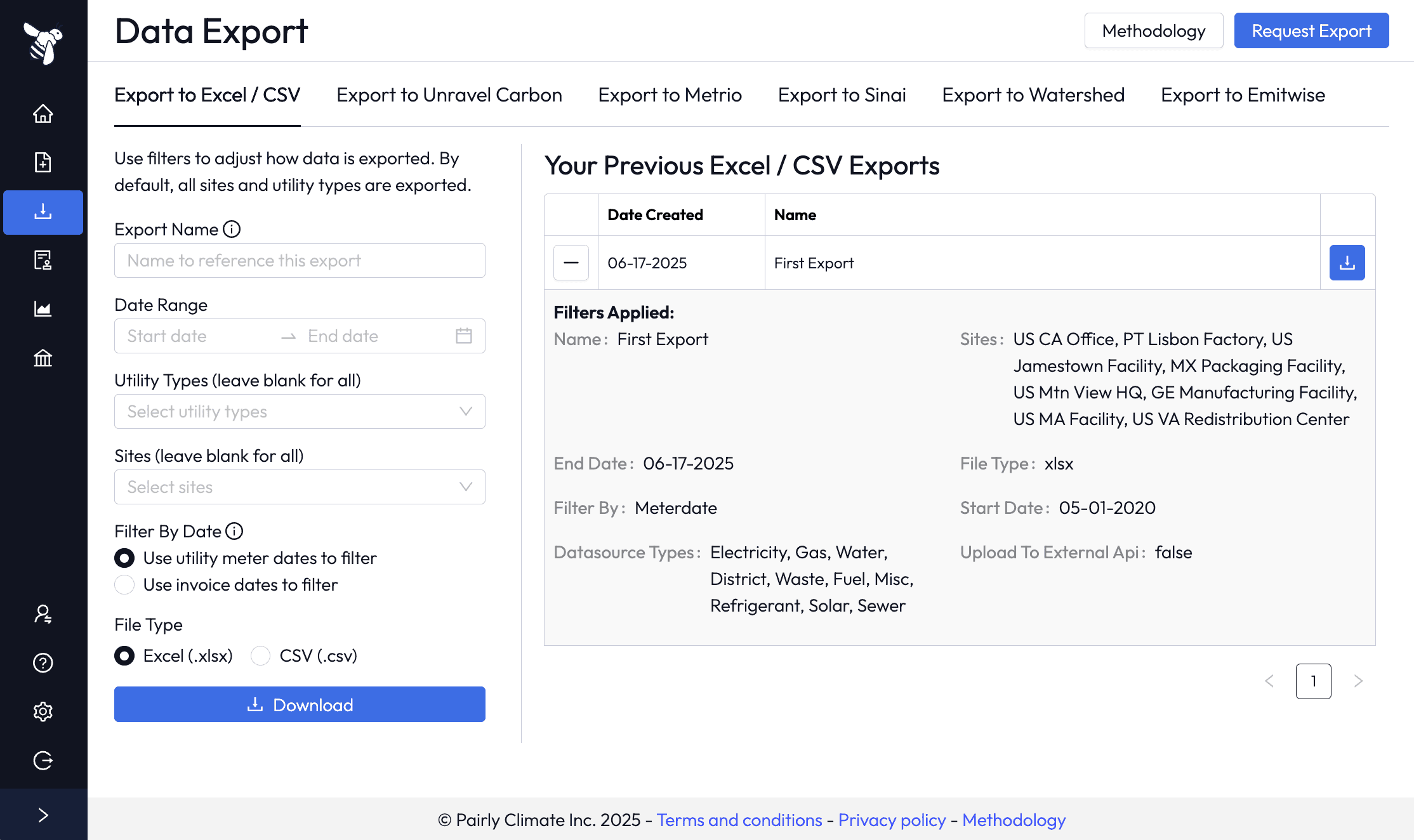 Nectar carbon accounting integrations — automated utility data management screenshot