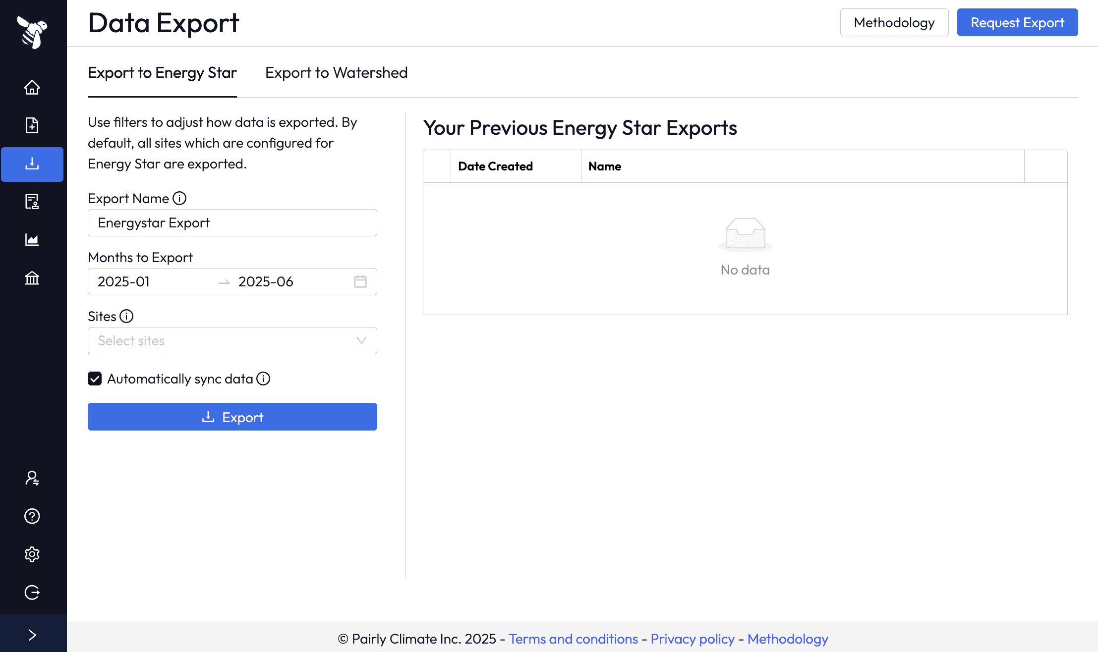 Nectar energystar integration — automated utility data management screenshot