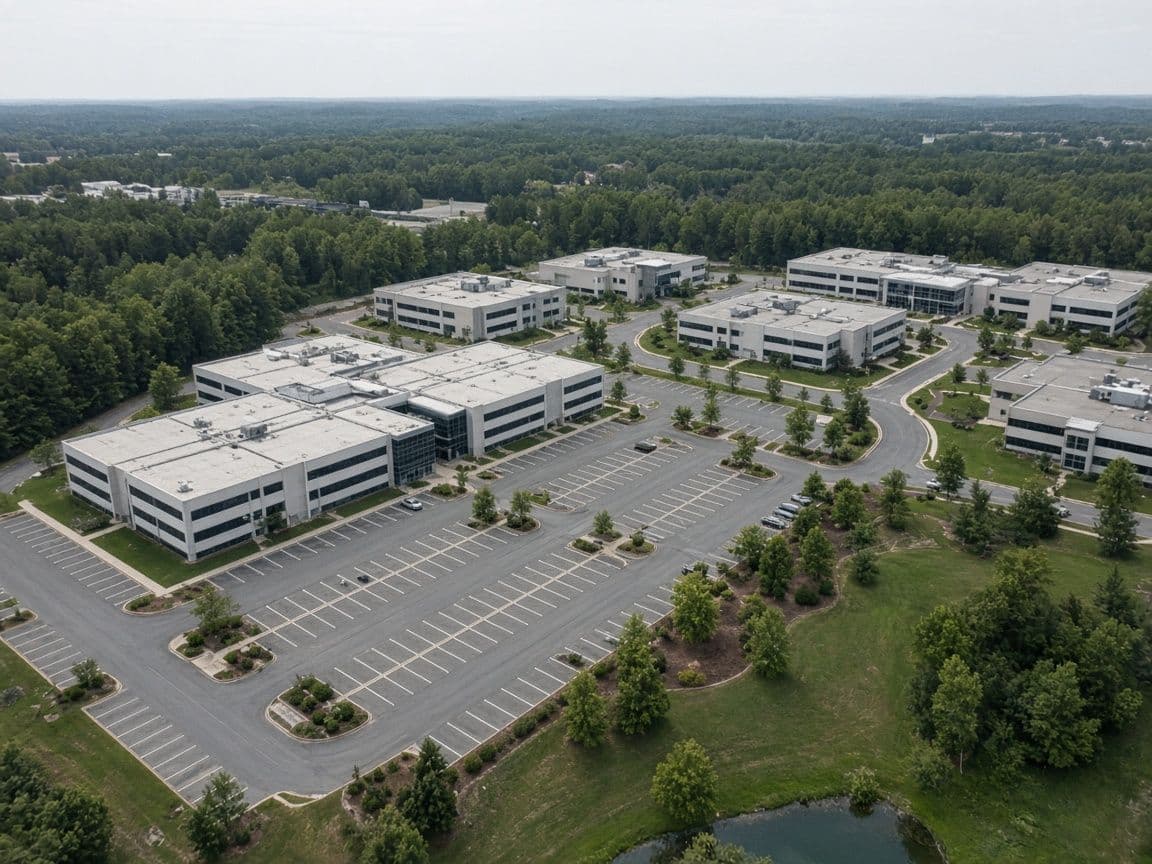 Aerial view of a corporate campus