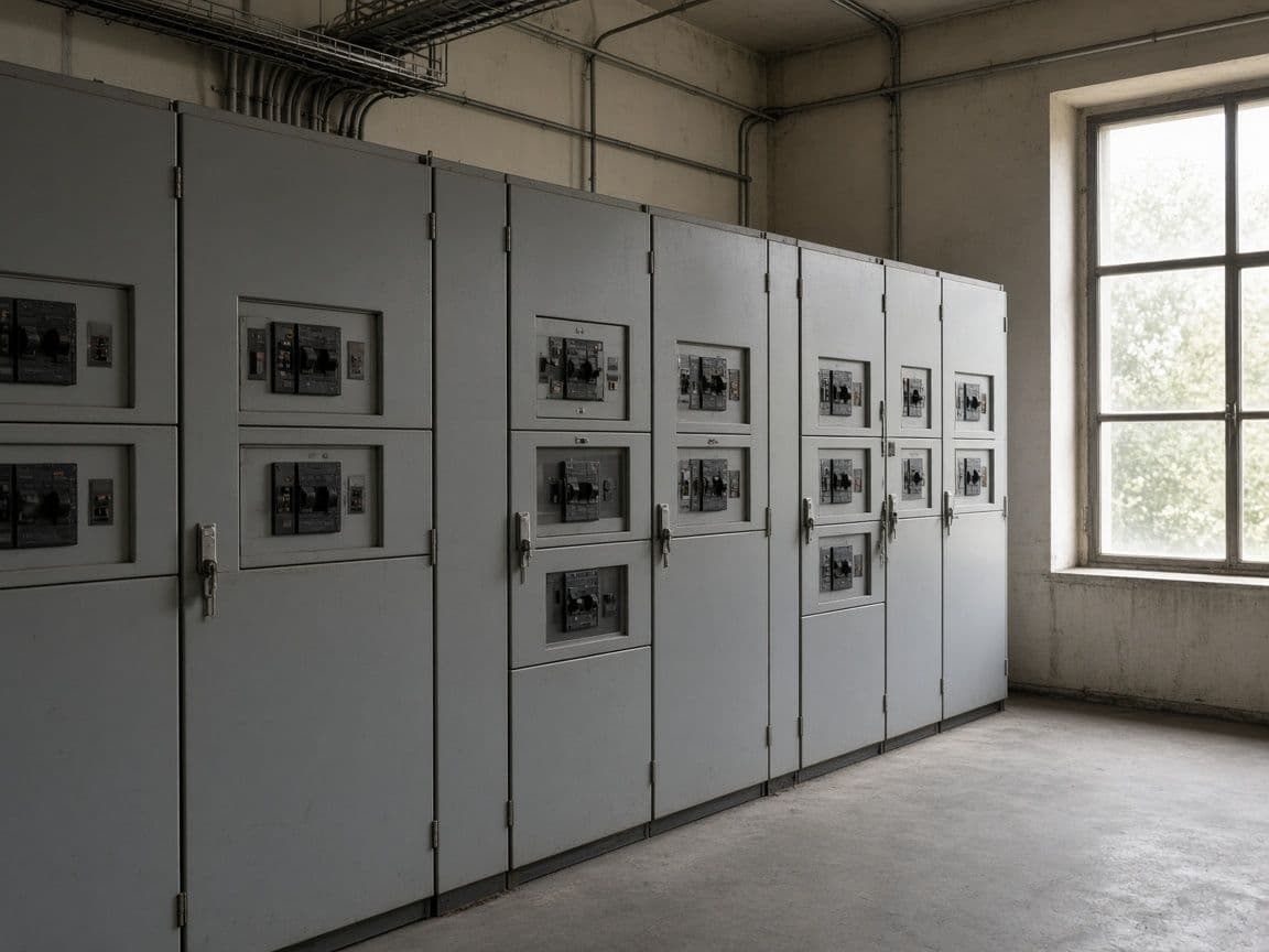 Electrical switchgear in an empty plant room