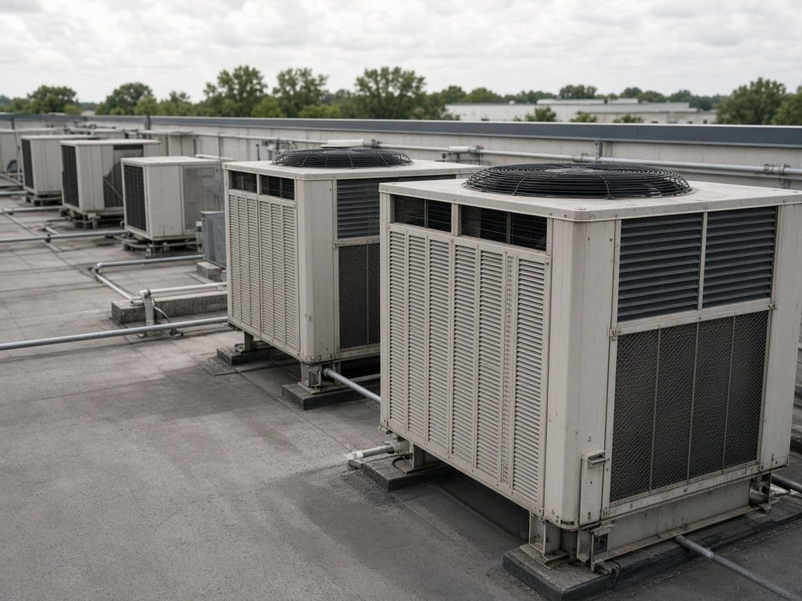 Refrigeration condensers on a grocery store roof